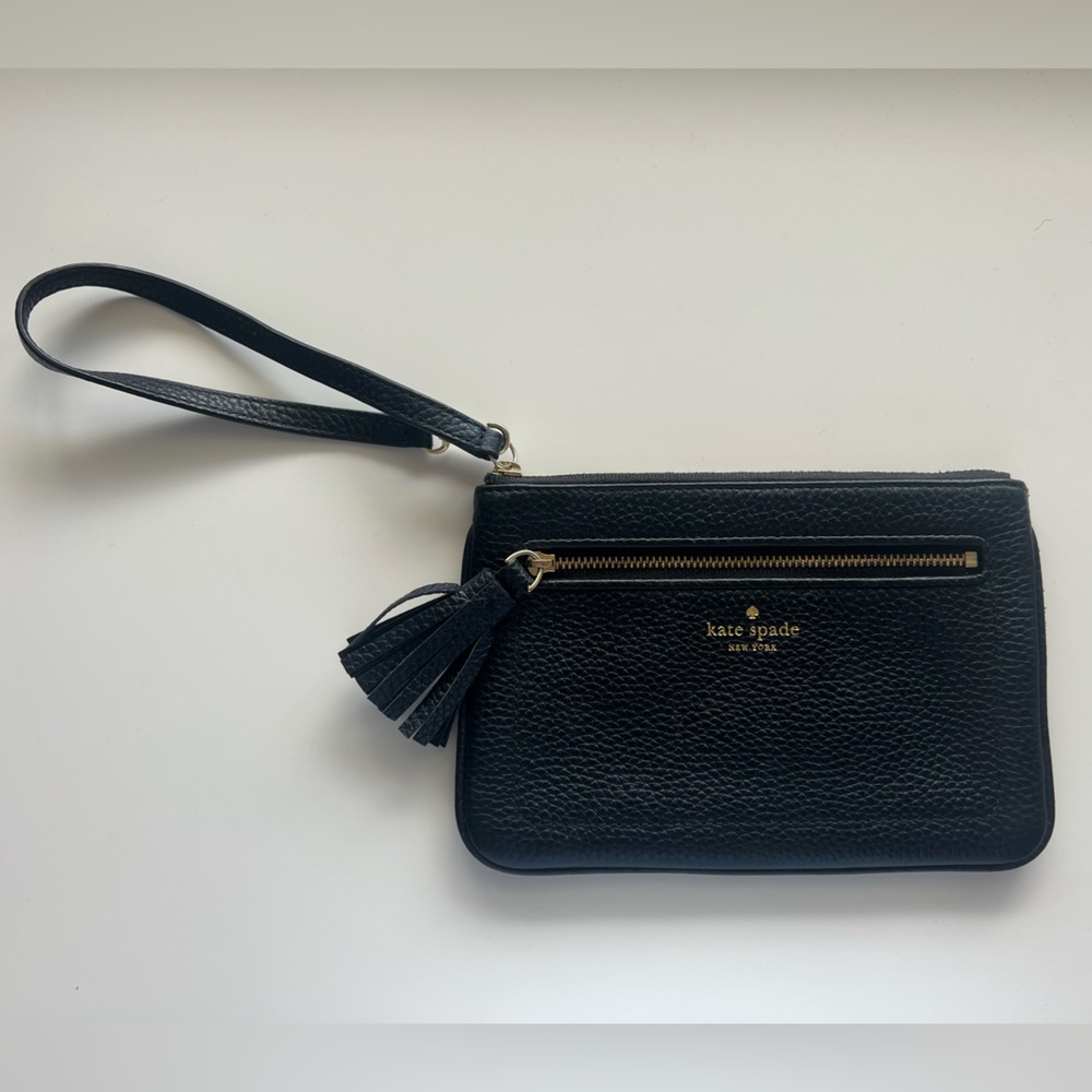 kate spade black leather wristlet